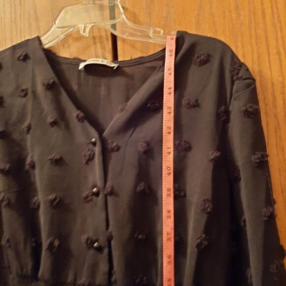 Juoiantang Maxi Dress VNeck H Waisted Button ALine Ruffle Tier Swiss Dot Sz 8-10 - Picture 4 of 11